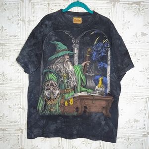 The Mountain Wizard & Dragon Tie Dye Unisex T-shirt Large